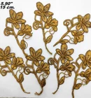 ANTIQUE GOLD METALLIC EMBROIDERY FLOWERS LOT x 7 EMBELLISHMENT APPLIQUE