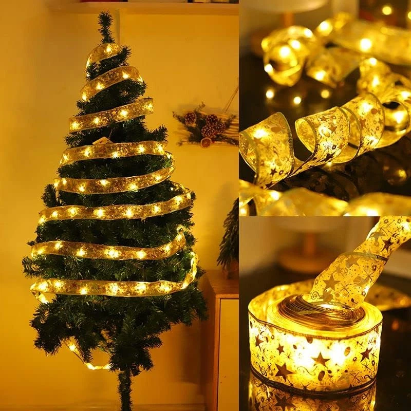 Christmas Tree Decorations String Lights 32Ft 100 LED Lights Copper Wire Ribbon - Image 2 of 4