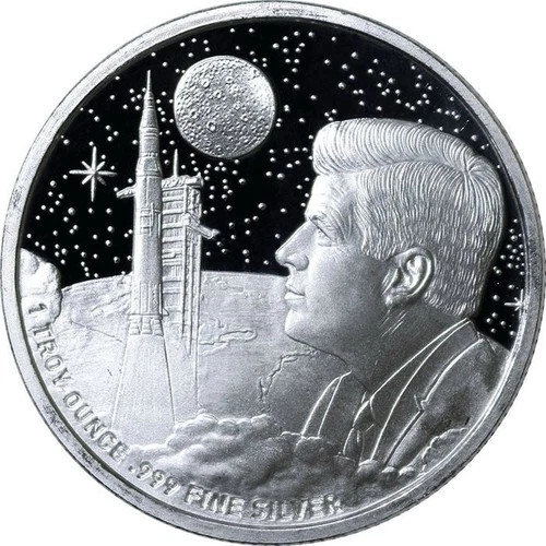 1 oz .999 Fine Silver Round Apollo 11 Moon Landing Design