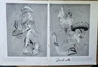 1938 Women's Lelong Margerie Dunton French Rolls Hats Vintage Fashion Art Ad