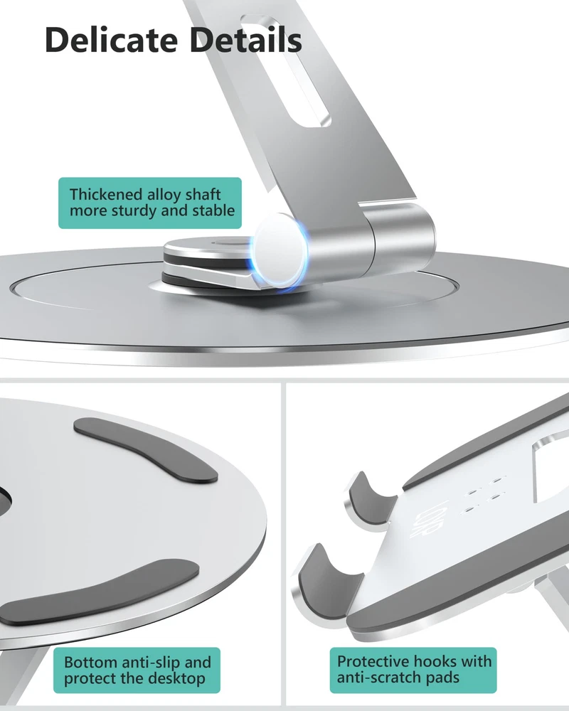 Laptop Stand with Phone Holder, Adjustable Laptop Stand for Desk, 360 Rotatin...