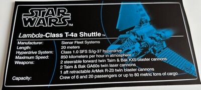 Lego Star Wars UCS Style Sticker for 75302 Lambda-Class T-4a Imperial Shuttle
