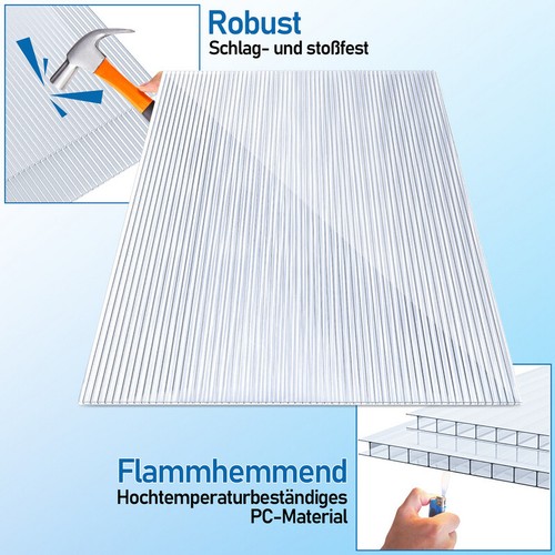 14x Doppelstegplatte Universal Hohlkammerplatte Terasse Garten Polycarbonat 4mm - Bild 4 von 8