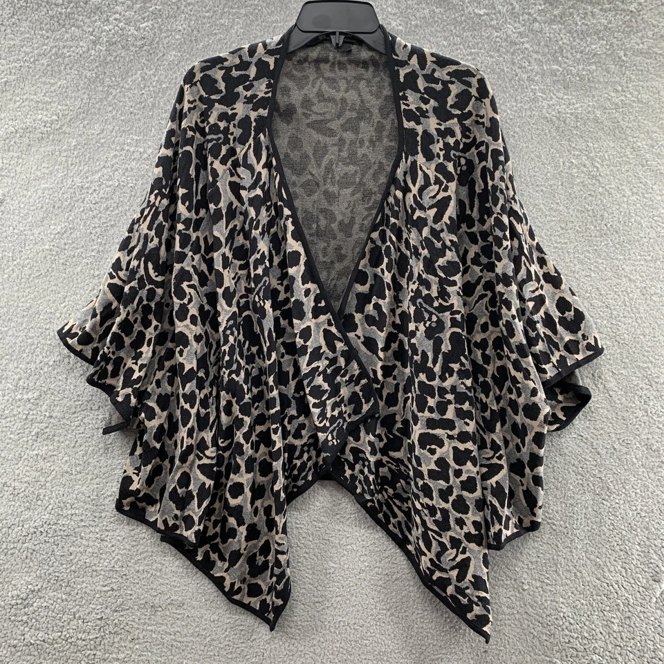Alfani Women's Cape Poncho Open Front Cardigan Leopard Print 100% Cotton Size L - Image 4 of 4