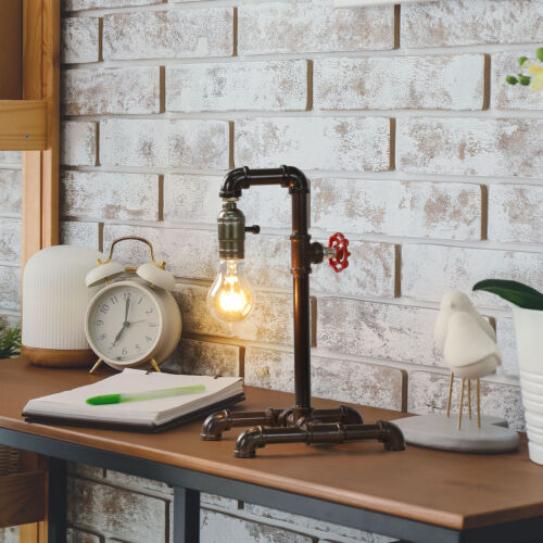 Industrial Steam Punk Lamp Reading Table Lamp with Switch Water Pipe Desk Light