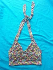 Australian made flower power halterneck crop top - unique retro one-off