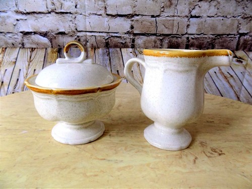 Vintage Mikasa Vollkorn E400 Milchkännchen und Zuckerdose mit Deckel passendes Set  - Bild 1 von 6