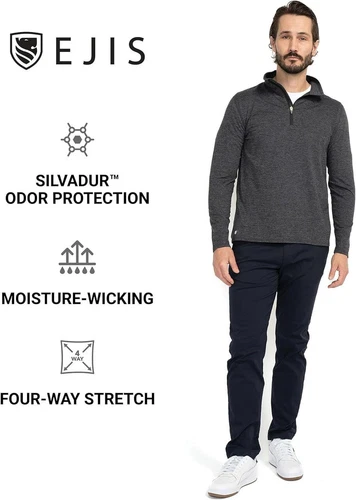 Ejis Men's Conquest Athletic Quarter Zip Heather Dark Grey Pullover