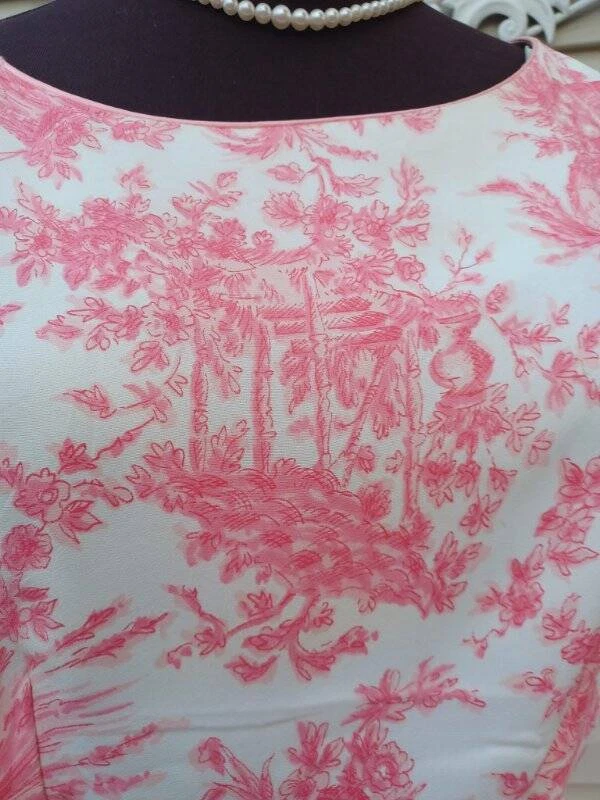 Vestido de Fiesta Rosa Años 60 Cóctel Vintage Formal Seda Toile PRECIOSO Talla S Foto 3 de 4