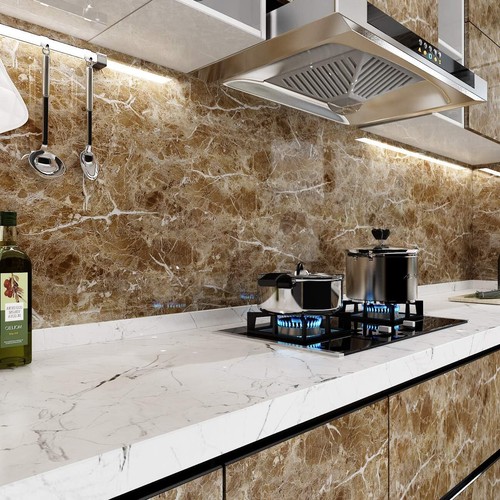 Brown Marble Contact Paper Peel and Stick Countertop Granite Wallpaper15.8"x118" - Picture 2 of 11