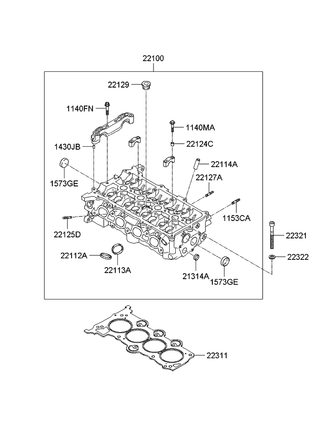 4J0244AU00 GENUINE HEAD ASSY-CYLINDER For Hyundai Grand