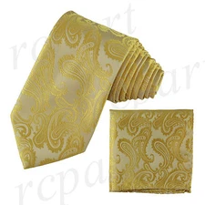 New Brand Q Men's micro fiber Paisley Neck Tie & Hankie Set Sunflower formal 