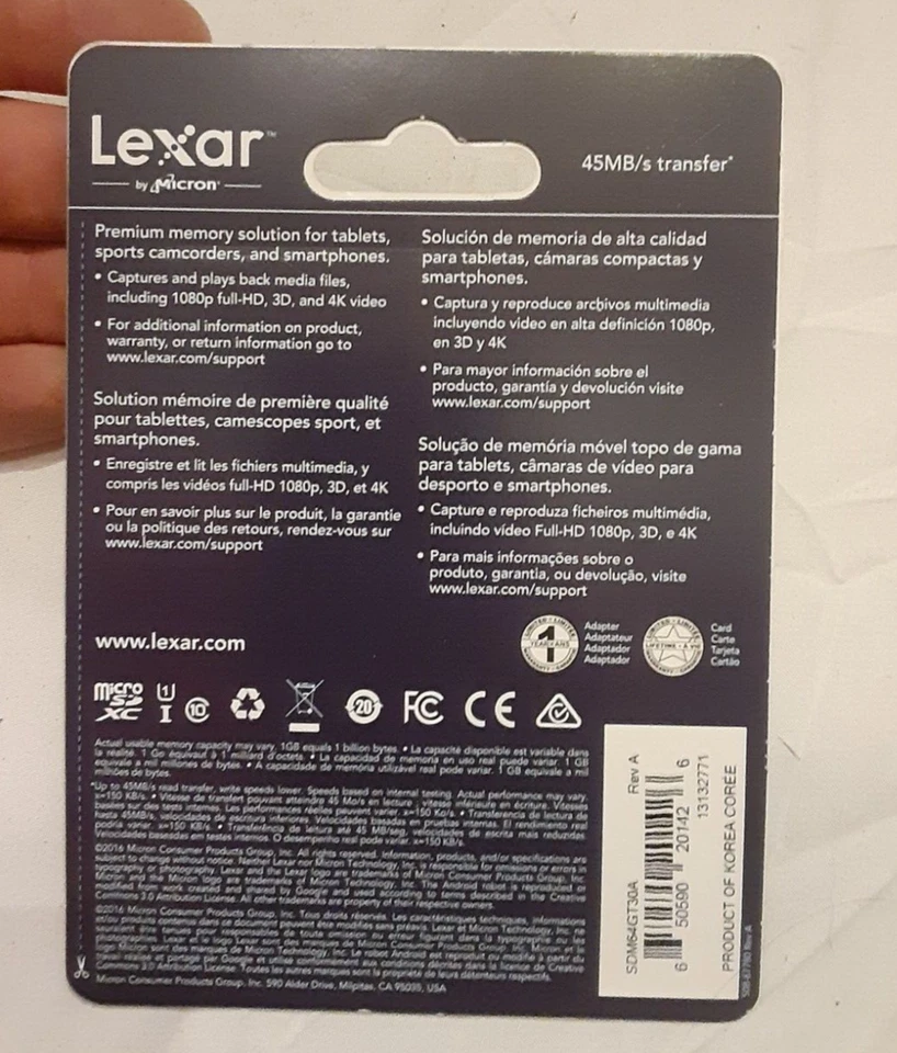 LEXAR High-Performance microSDXC Flash Memory Card- NEW- 300x 64GB UHS-I 45mb/s - Image 3 of 4