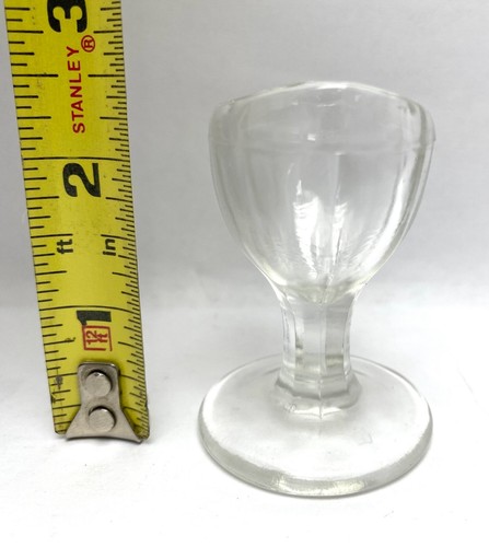 Vintage Clear Glass Eye Wash Cup 8 Paneled Pedestal 2 3/8" tall "20" on Bottom - Picture 9 of 20