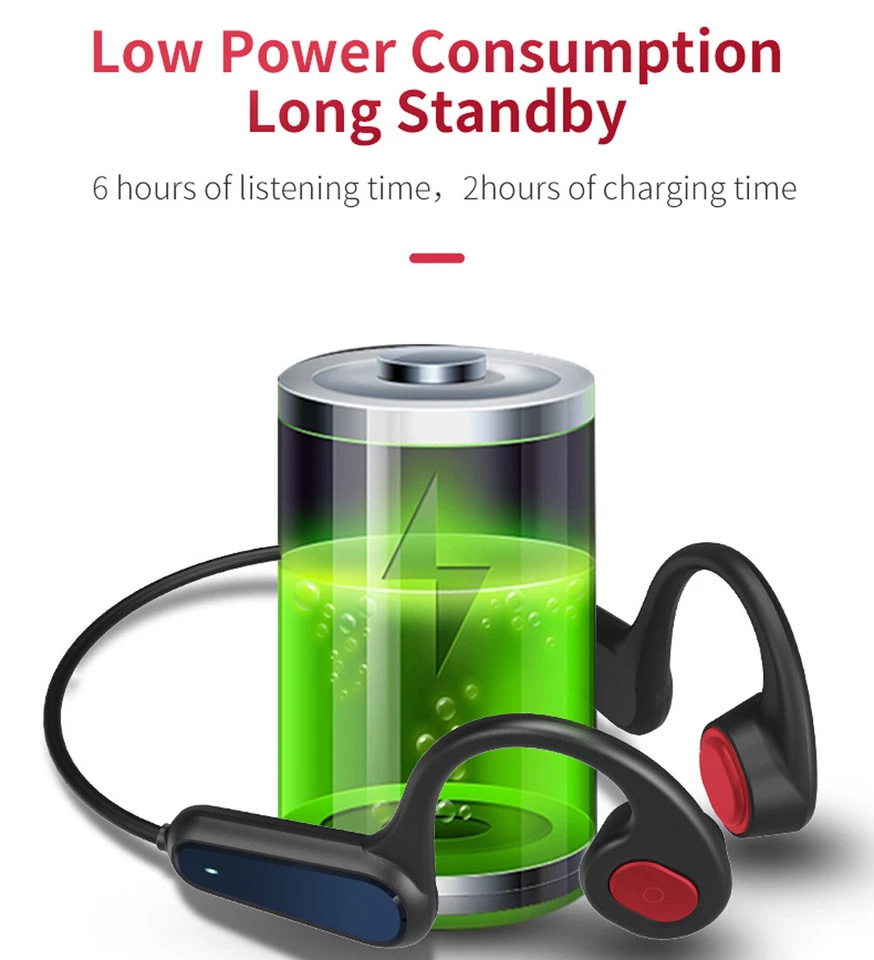 Bone Conduction Bluetooth 5.0 Earphone Running Sport Wireless Headphone with Mic - Image 3 of 4