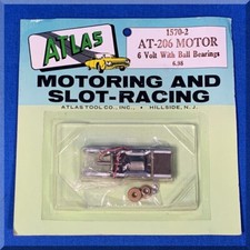 ATLAS SLOT CAR CHASSIS REPLACEMENT PARTS AT-206 6 VOLT MOTOR FULL CARD 1570-2