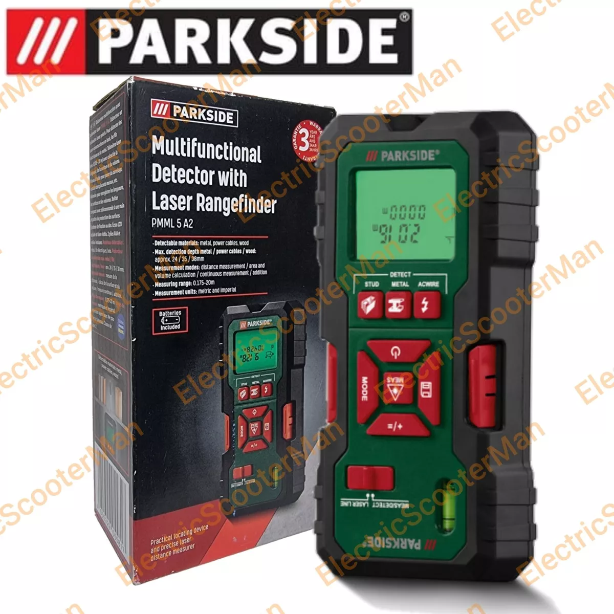 Parkside multifunctional detector with sales laser range finder