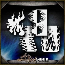 Mini Flame Set 3 Airbrush Stencil Template Airsick