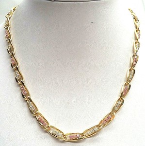 stunning estate rhinestone necklace tone end gold
