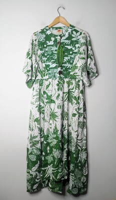 forest soul short sleeve midi dress Farm Rio Forest Soul Panelled Midi Dress In Green - 40% Off