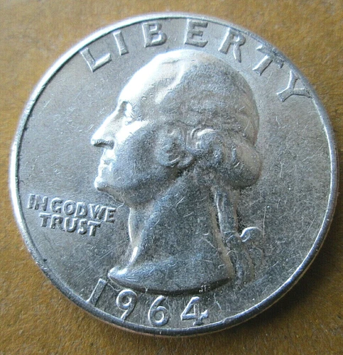 1964-P WASHINGTON,  90% SILVER,  MS DETAILS & STRONG MINT LUSTER, CIRCULATED