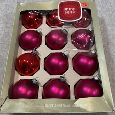 VTG SHINY BRITE 8 Mercury Glass Pink Christmas Ornaments w/ Box – Some Wear