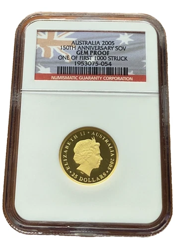 Australia 2005 Gold 1 Sovereign $25 NGC GEM PROOF Sydney Mint