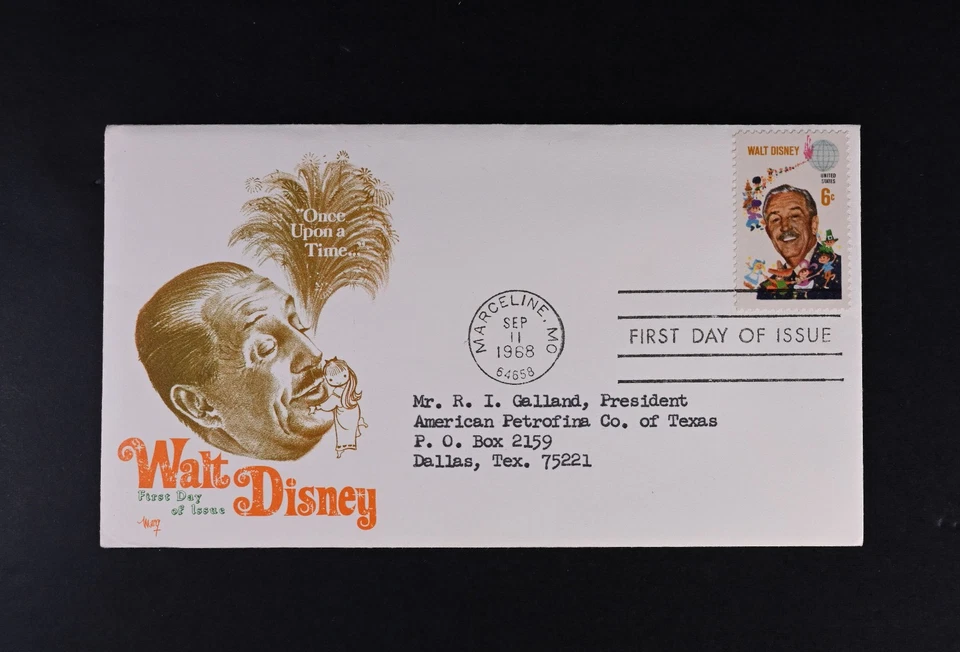 Sep 11 1968 FDC USA Scott # 1355 Stamp Marg Cachet VF Cover Walt Disney w/Letter - Image 3 of 4