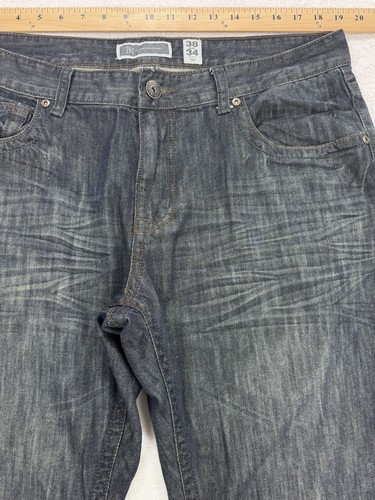 Inc Jeans Men 38 x 34 Copenhagen Bootcut Blue Whiskered Denim Western Distressed - Picture 5 of 12