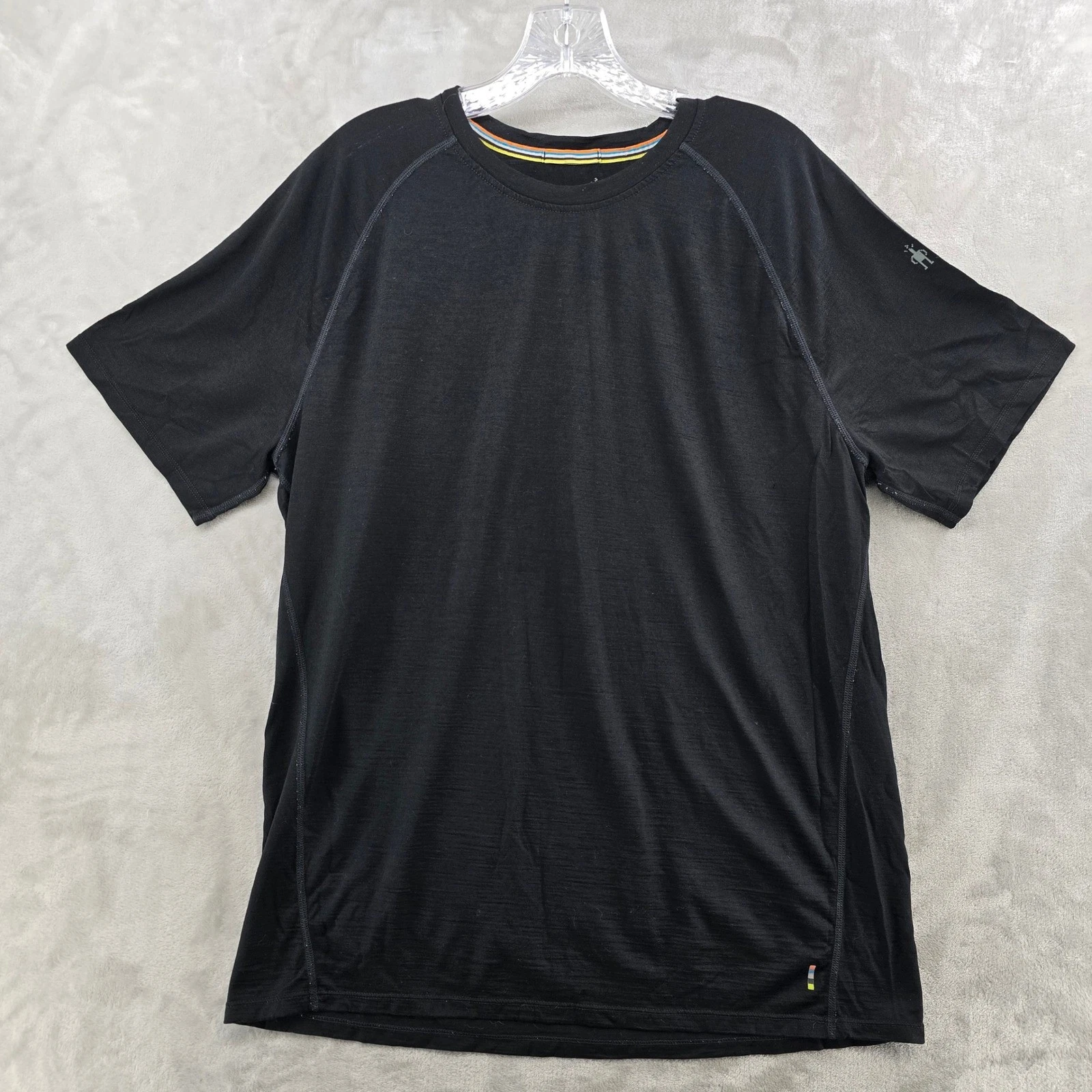Smartwool Mens Large T-Shirt Black Merino Wool Blend Raglan Base Layer