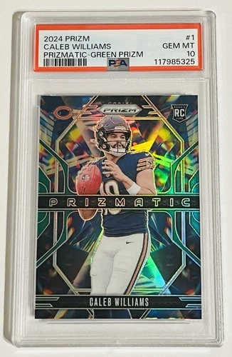 Caleb Williams 2024 Panini Prizm Prismatic Green Parallel RC PSA 10