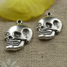80 Pcs Tibetan Silver Skull Charms Pendants 22x16mm L-4264