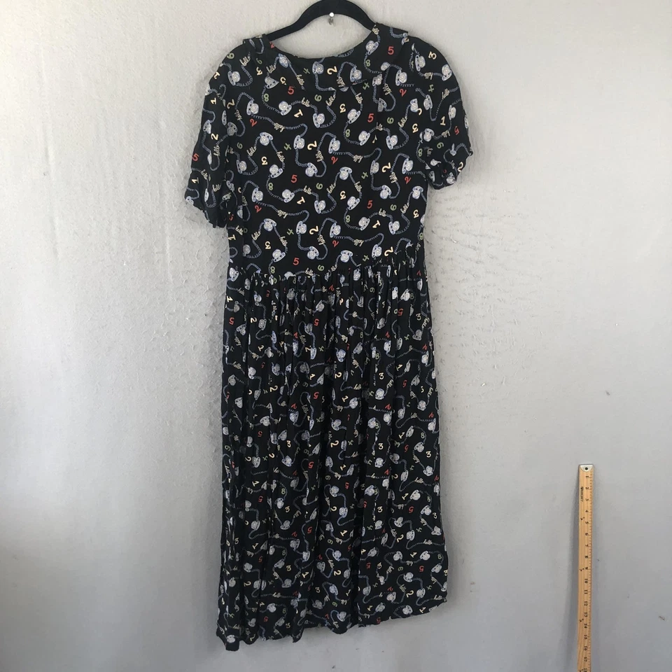 Vestido Clio Vintage Para Mujer Mediano Novedad Estampado Teléfono Rayón Años 90 Hecho en EE. UU. Foto 2 de 4