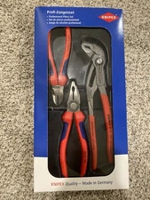 Knipex 3pc Plier Set Cobra Lineman Combination Diagonal Cutter Comfort 002009V01