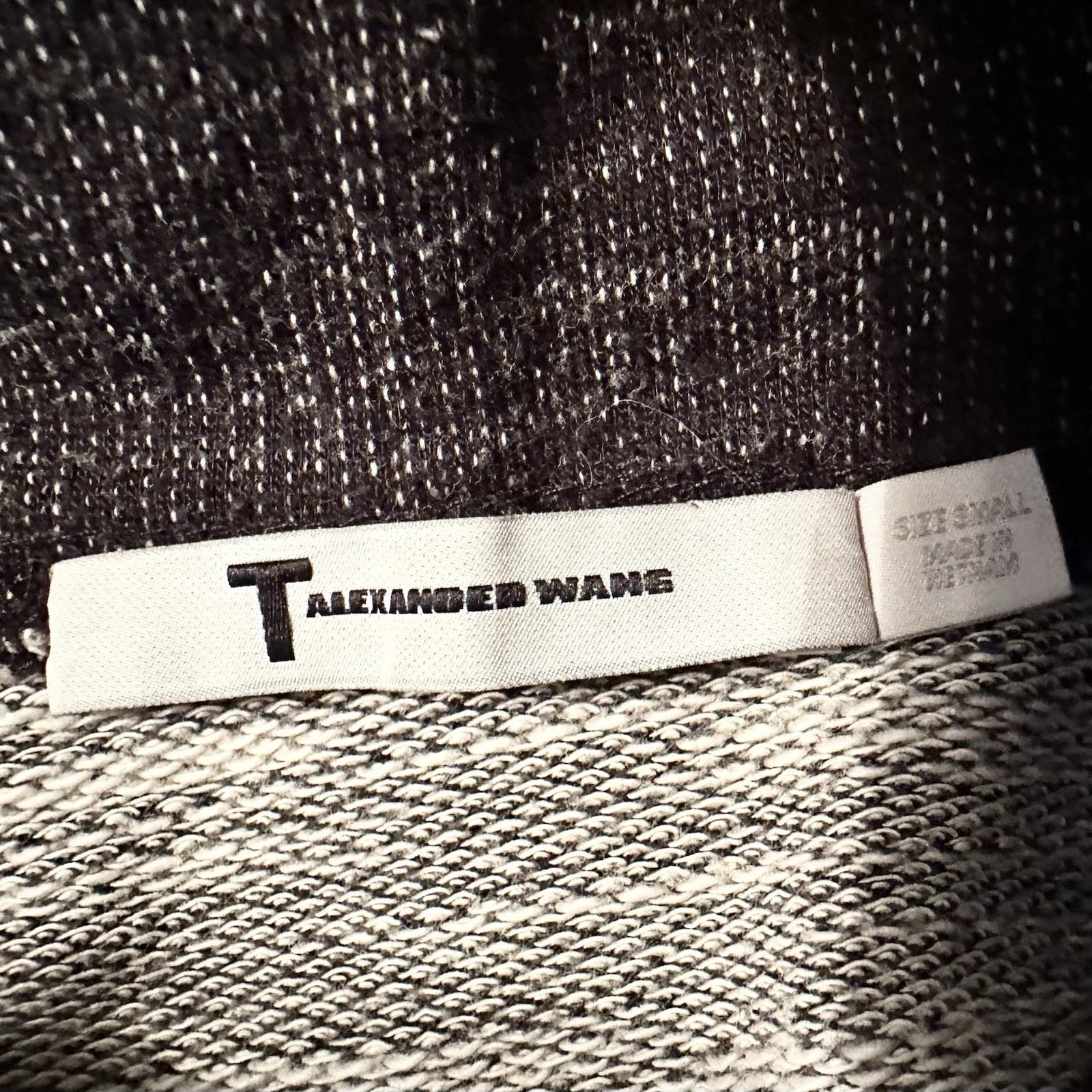 T Alexander Wang Pullover Collo Alto Felpa con Cappuccio Heathered Nero Grigio S Unisex