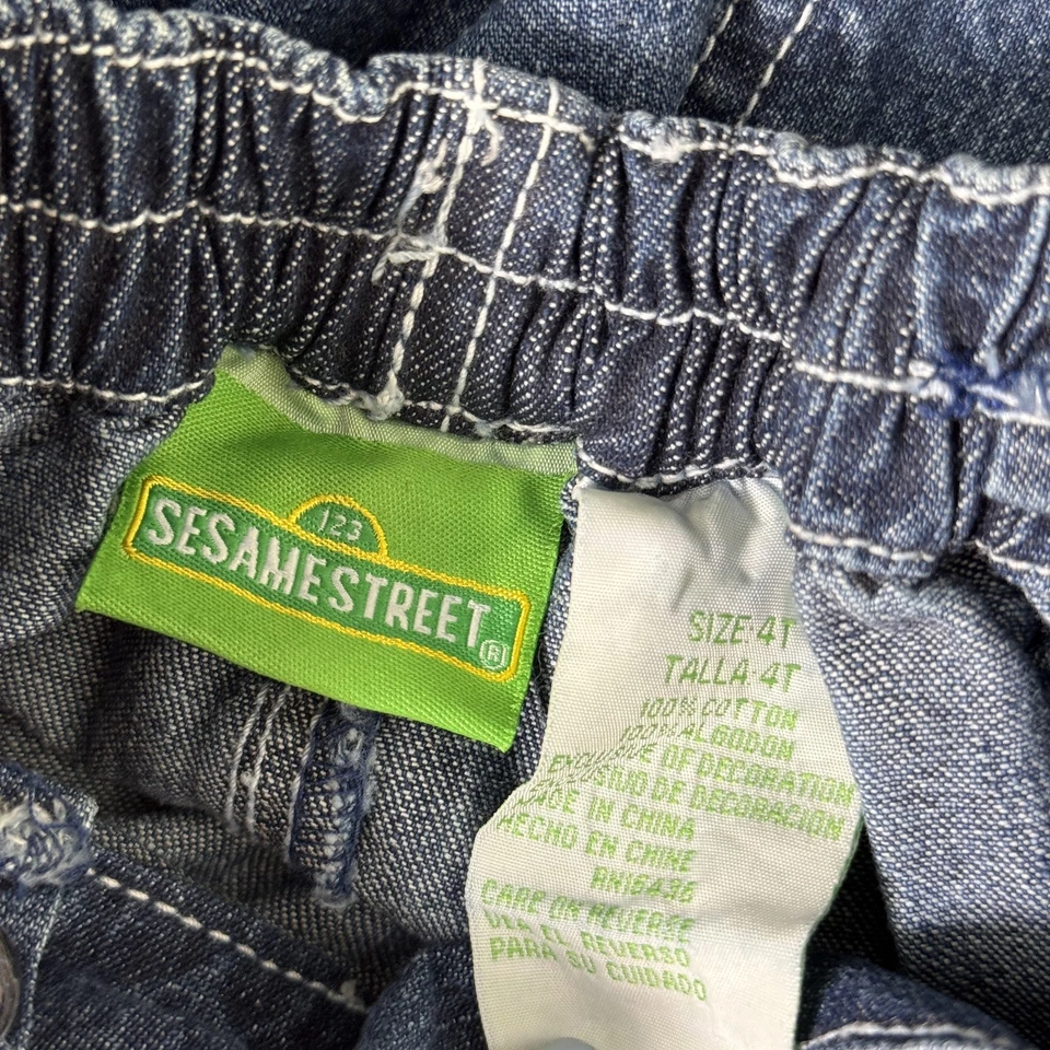 Mono de Calle Sésamo Niños 4T Azul Denim Elmo Pit Crew Pantalones de Carpintero Jeans Foto 3 de 4