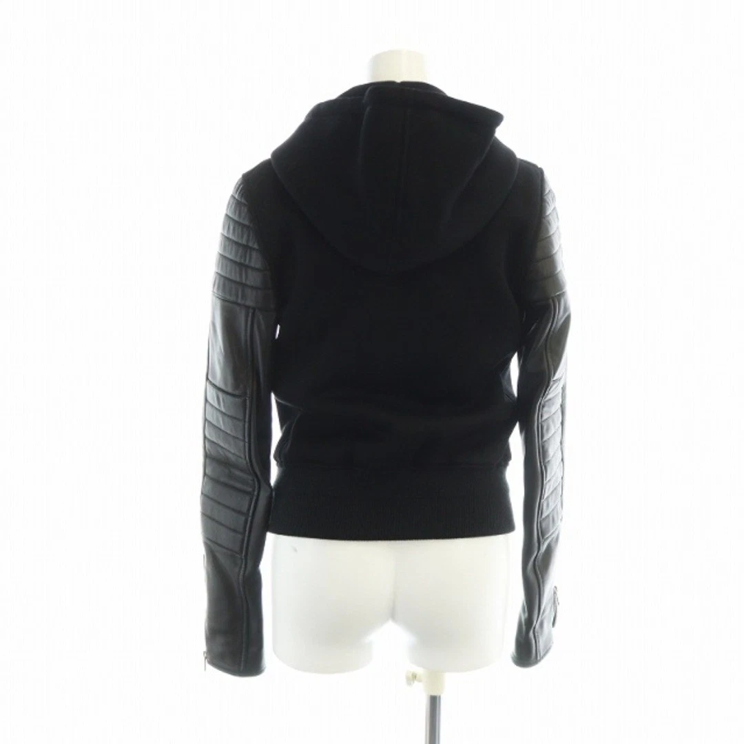 Givenchy Riders Giacca Cappuccio Felpa Pelle Switch Zip Up 34 XS Nero Usatoe