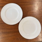 Vintage Westmoreland Milk Glass Beaded Edge Set Of Two 10 1/2 " Dinner Plates