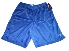 New Men's Champion Blue Gym Basketball Activewear Mesh Shorts With Pockets M