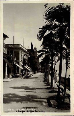 1932 Italia Italien GARDONE Riviera Strasse Cafe Kneipe alte AK Cartolina Italy
