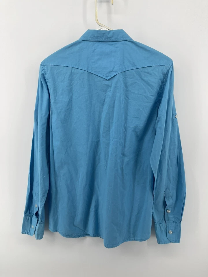 Ditch Plains Boys Pearl Snap Long Sleeve Shirt Size XL 18 Blue Fast Shipping - Image 3 of 4