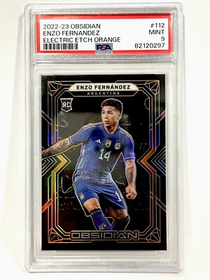 2022-23 Panini Obsidian Argentina RC Enzo Fernandez Orange Etch