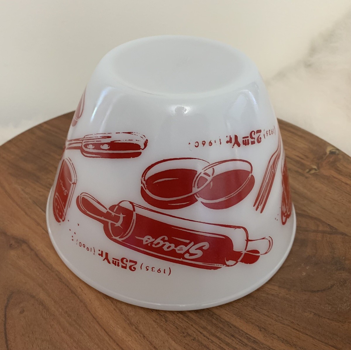 Fire-King - Glasbake アドマグ BAYER ASPIRIN HTF VTG Fire King Spag's 25th Anniversary Kitchen Aid Splash