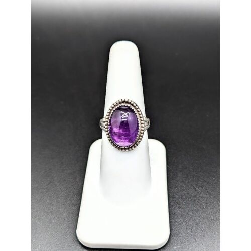 Anello vintage ametista ovale vecchia pedina sterling taglia 7 ametista ovale sud-occidentale - Foto 6 di 8
