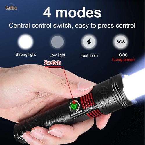 Lampe Torche de Poche Puissante avec Zoom 2000 Lumens Rechargeable Anti Chocs - Imagen 2 de 11