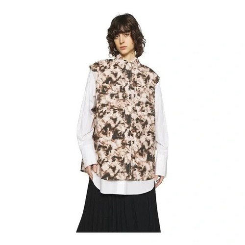 Samsoe Samore Sleeveless Button-Up Tea Shirt Top Brown Camo Clay, Size ...