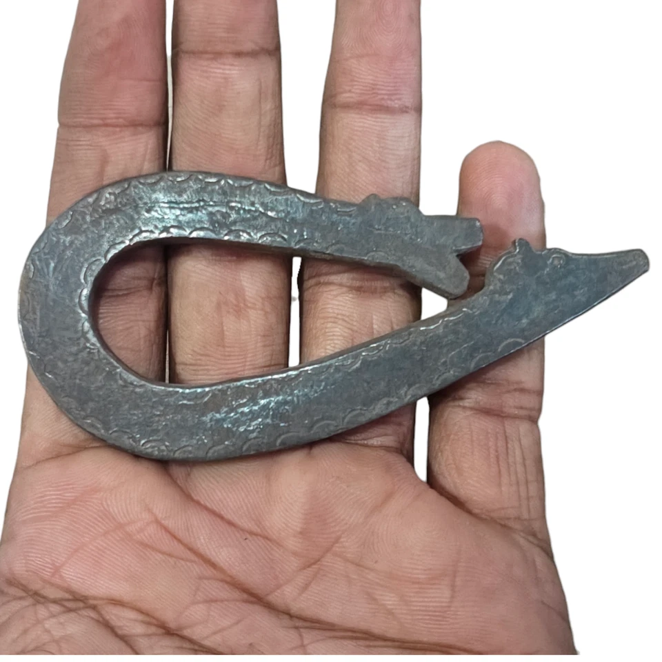 Старинный винтажный антикварный железный редкий огненный нападающий ручной работы в форме дракона 1850-е - Изображение 3 из 4