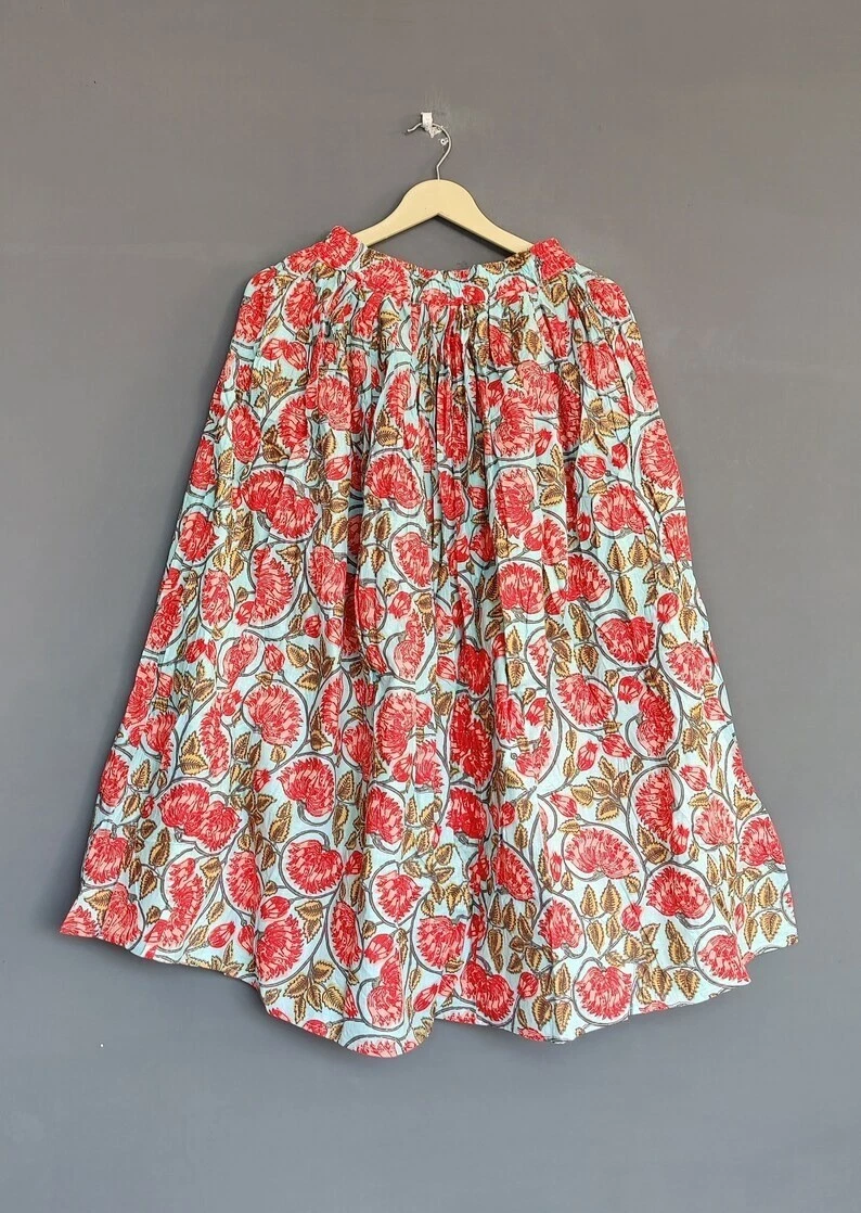 Indian Multi Floral Skirt 100%Cotton Skirt, Long Skirt, Free Size Beach Wear AU