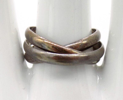 Sterling Silver 925 Puzzle Ring 3 Band Interlocking Size 9 4.67gr Vintage Patina