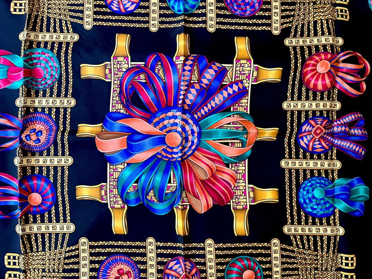 Hermes Scarf Les Rubans Du Cheval NEW In Box Silk black